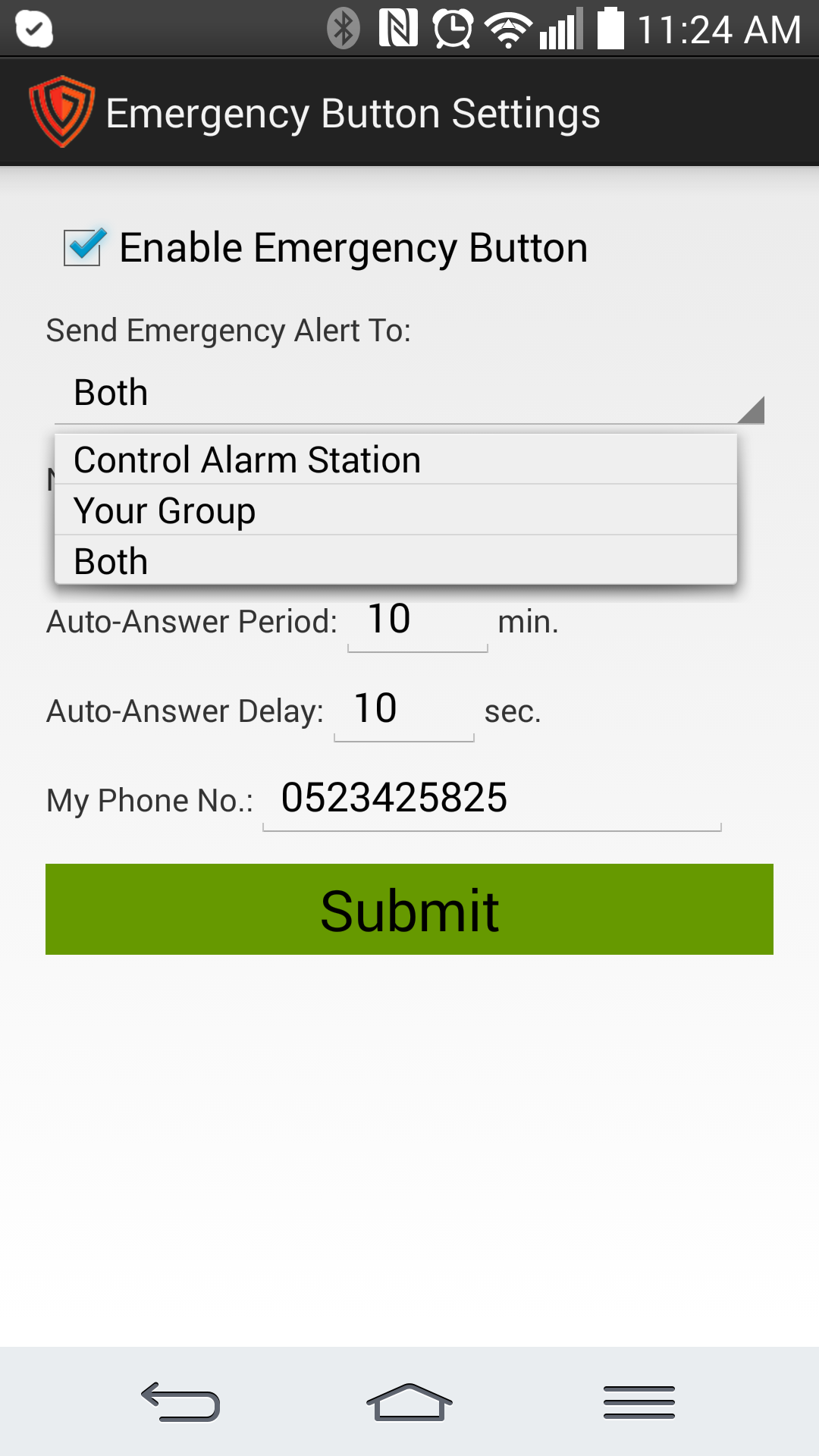 Emergency Button Settings